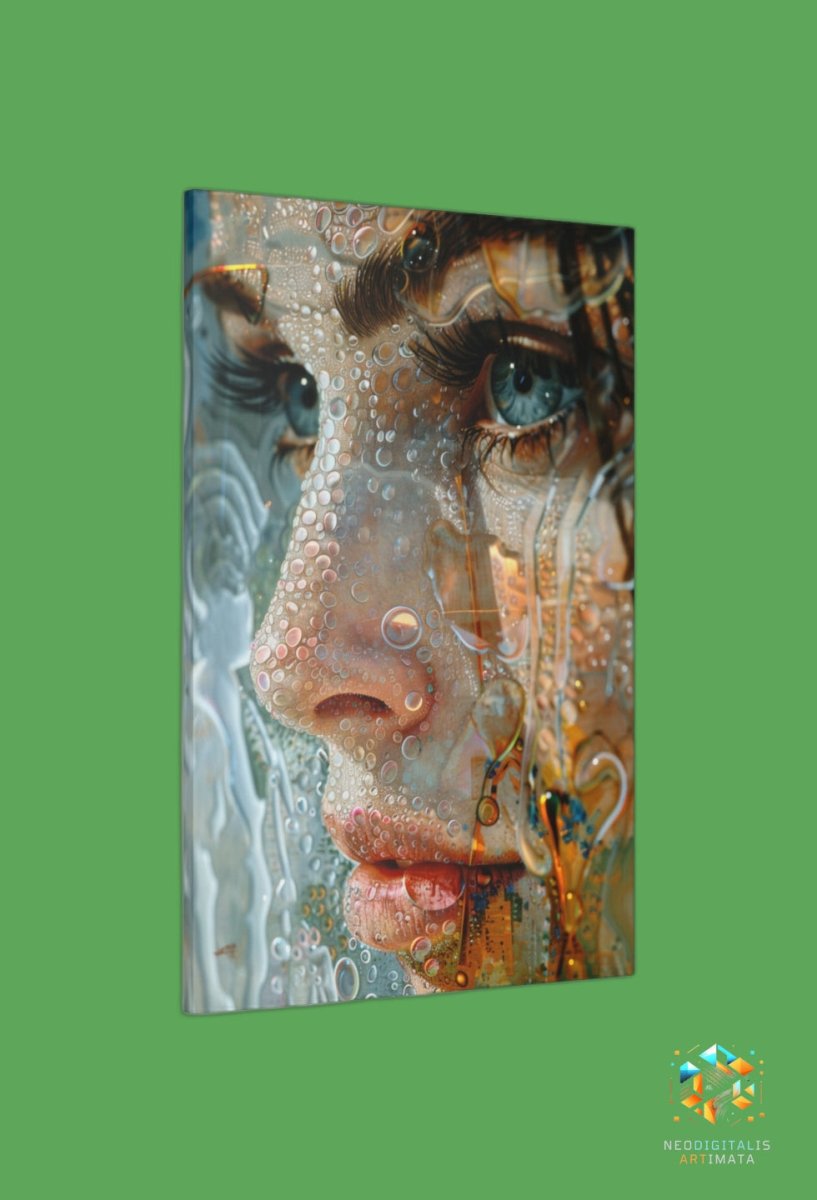 Droplet Veil Embrace - Original Bubble Wrap Style Portrait Wall Art - NeoDIGITALis ARTimata