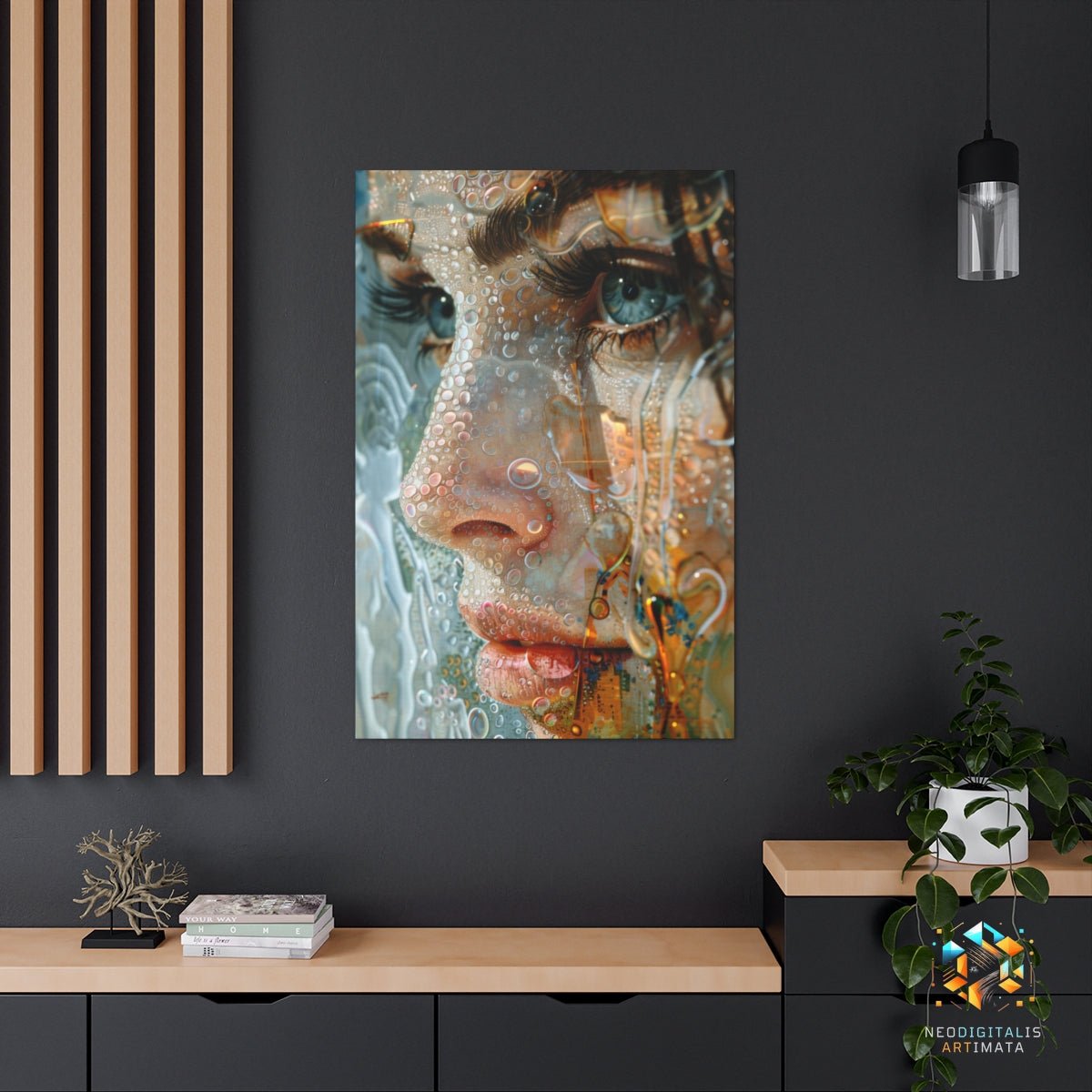 Droplet Veil Embrace - Original Bubble Wrap Style Portrait Wall Art - NeoDIGITALis ARTimata