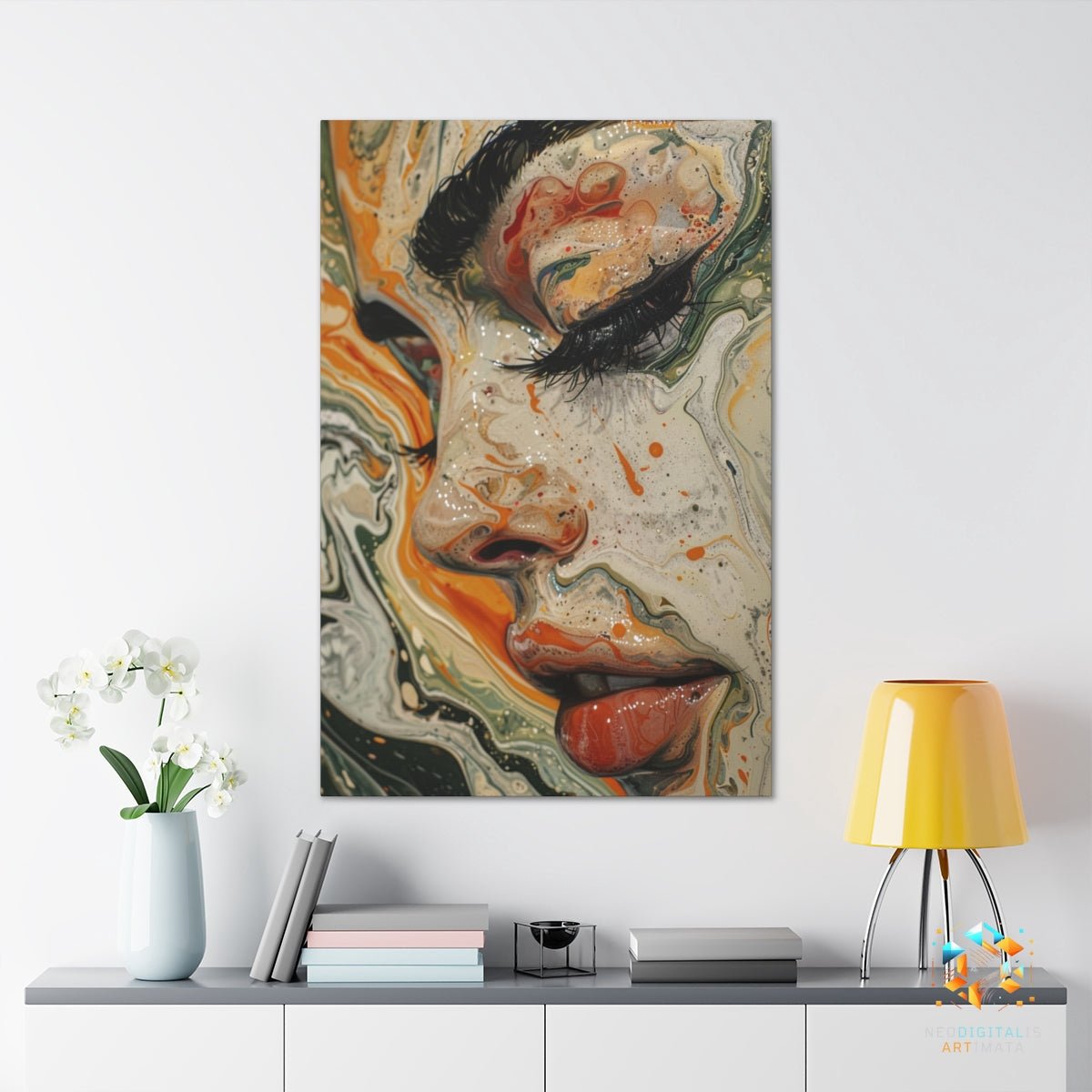 Earthy Dream Swirls - Original Ebru Style Portrait Wall Art - NeoDIGITALis ARTimata