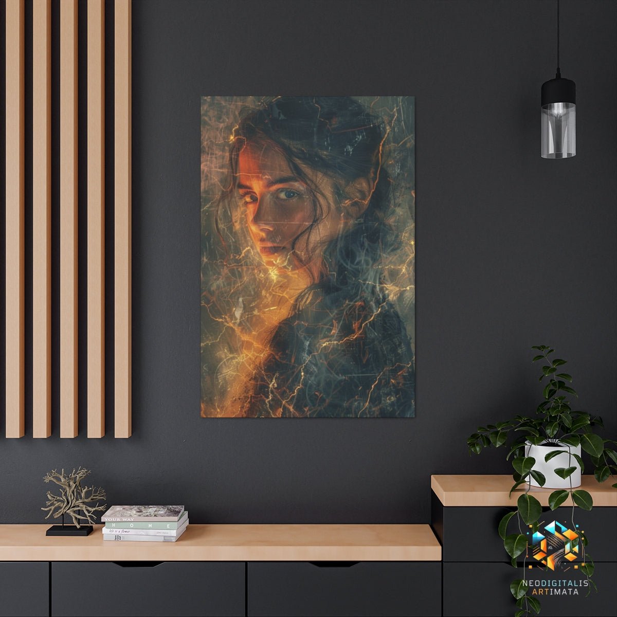 Electric Essence Glance - Original Rembrandt-lightning Style Portrait Wall Art - NeoDIGITALis ARTimata