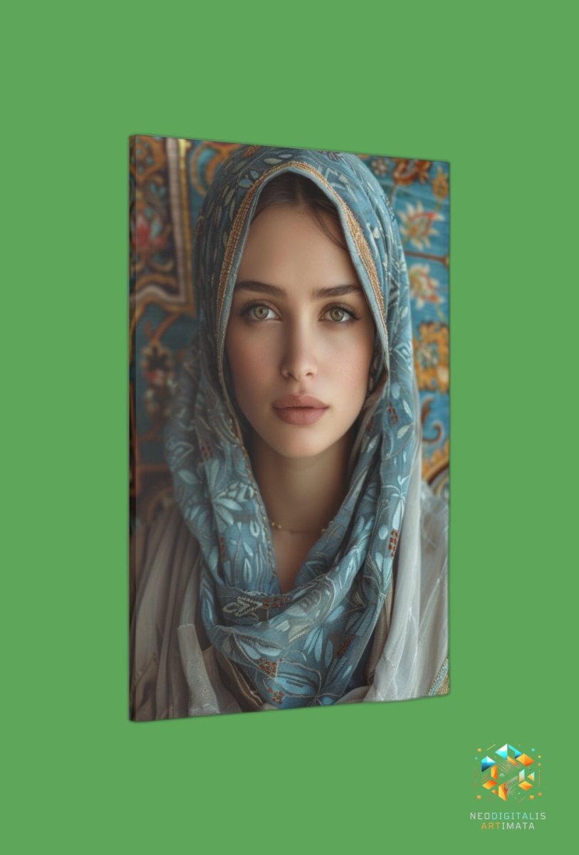 Elegant Gaze Tapestry - Original Arabesque Style Portrait Wall Art - NeoDIGITALis ARTimata