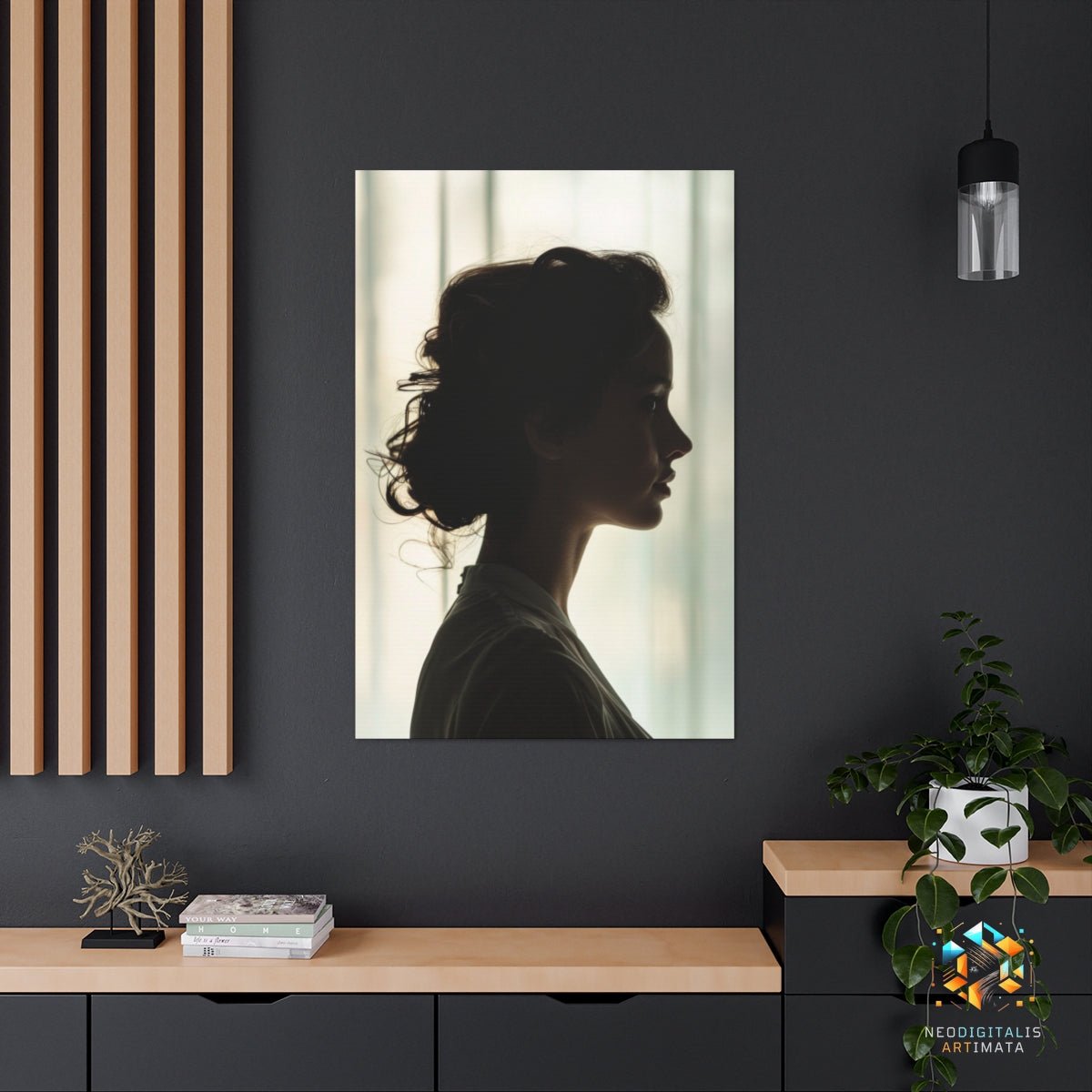 Elegant Shadow Profile - Original Silhouette Style Portrait Wall Art - NeoDIGITALis ARTimata