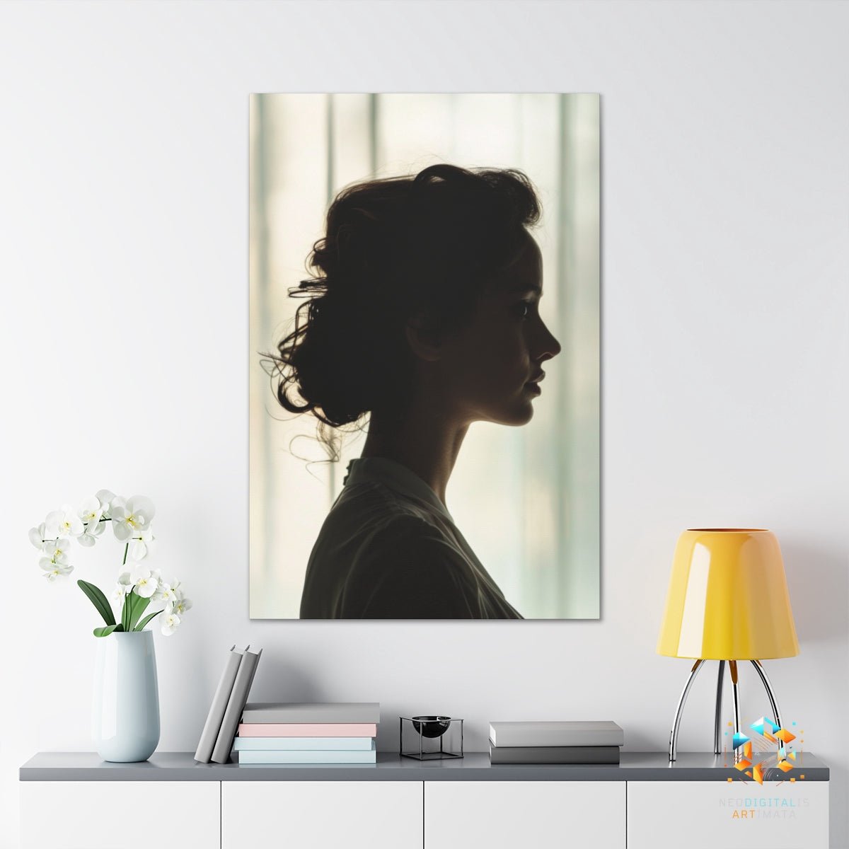 Elegant Shadow Profile - Original Silhouette Style Portrait Wall Art - NeoDIGITALis ARTimata