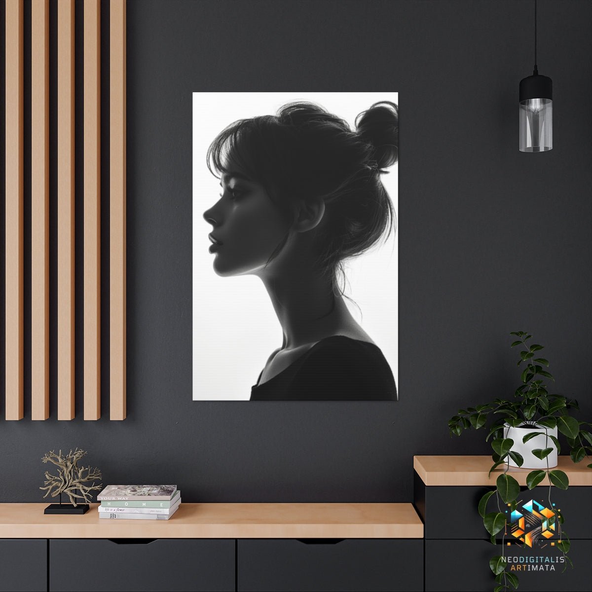 Elegant Shadows Profile - Original Silhouette Style Portrait Wall Art - NeoDIGITALis ARTimata