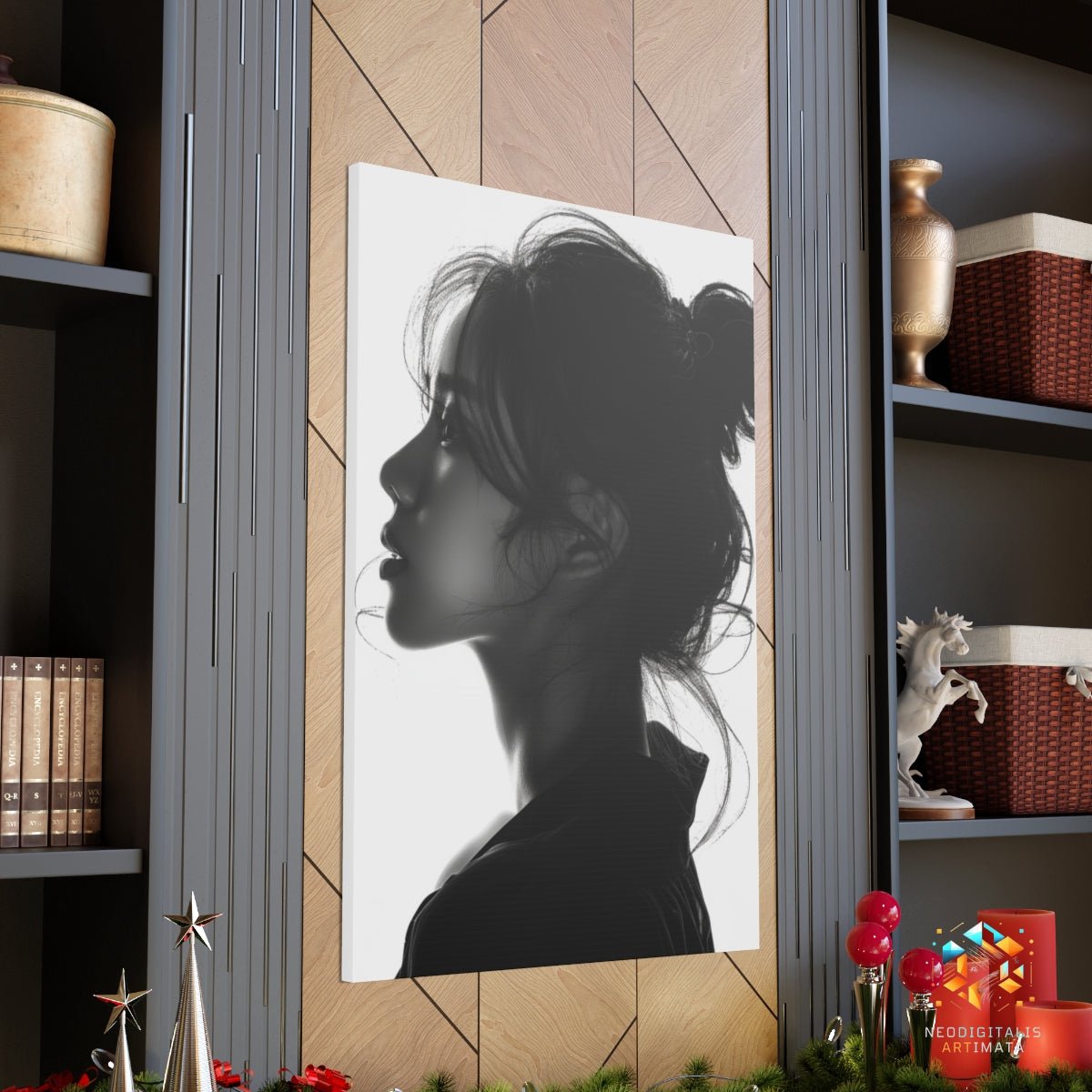 Elegant Shadows Profile - Original Silhouette Style Portrait Wall Art - NeoDIGITALis ARTimata