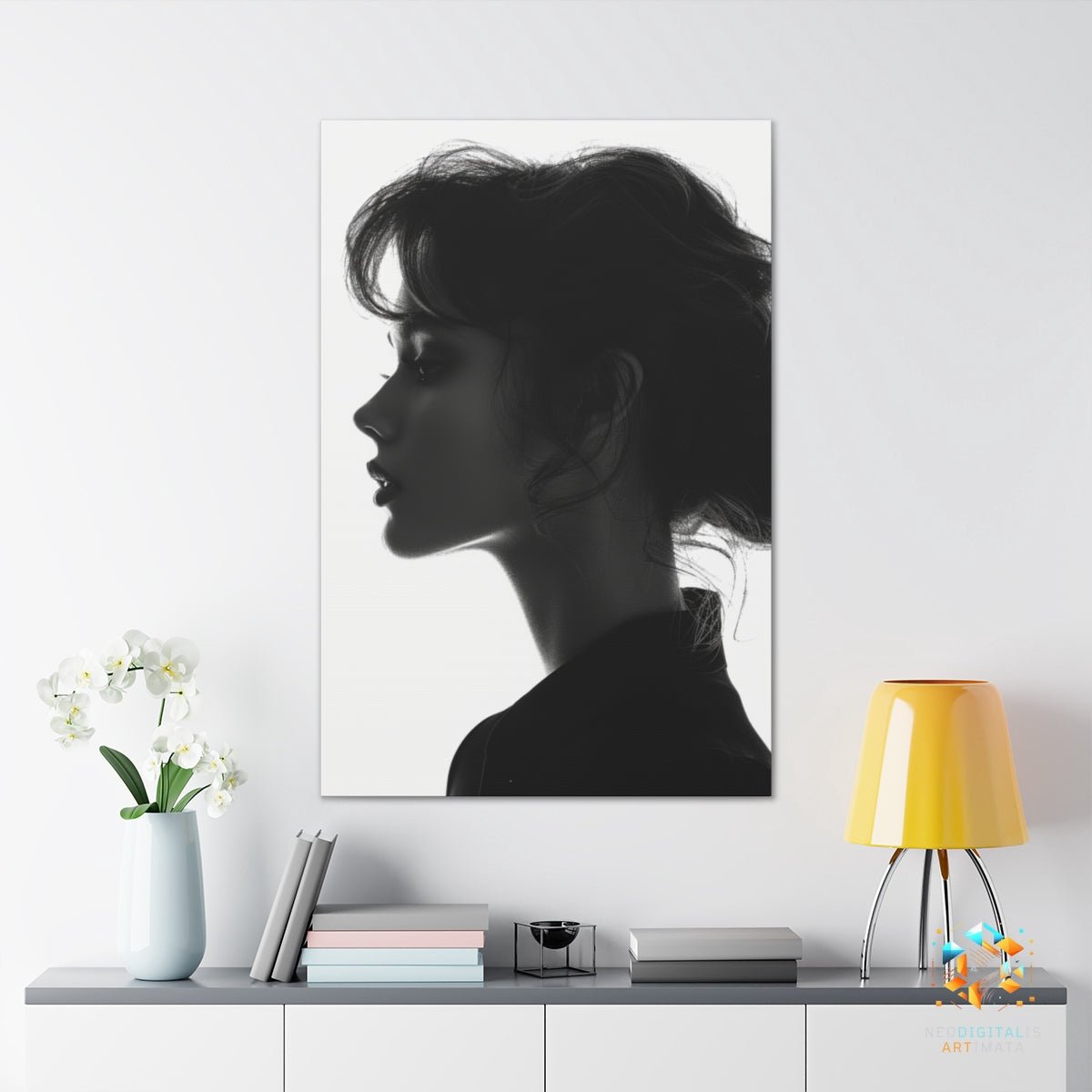 Elegant Shadows Profile - Original Silhouette Style Portrait Wall Art - NeoDIGITALis ARTimata