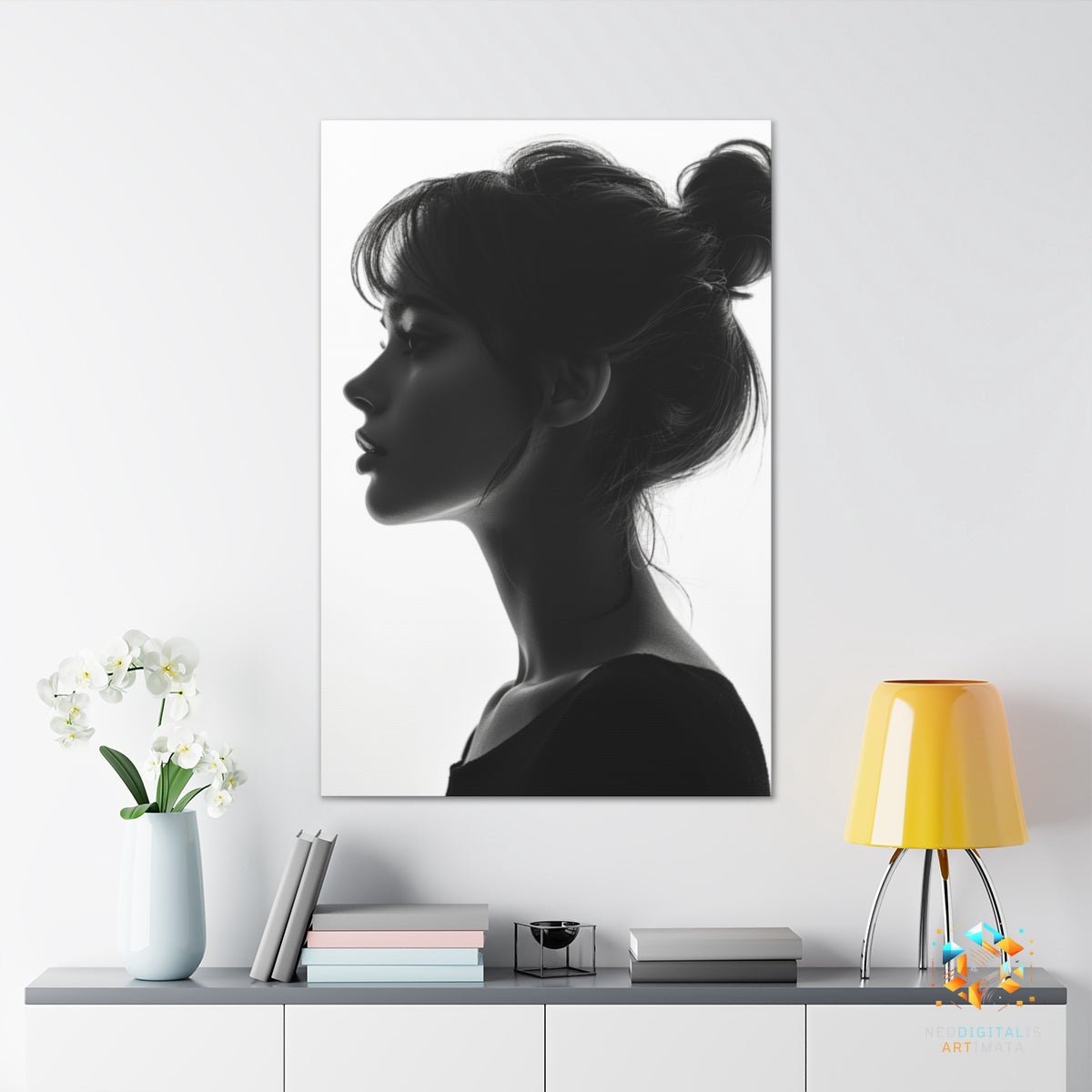 Elegant Shadows Profile - Original Silhouette Style Portrait Wall Art - NeoDIGITALis ARTimata