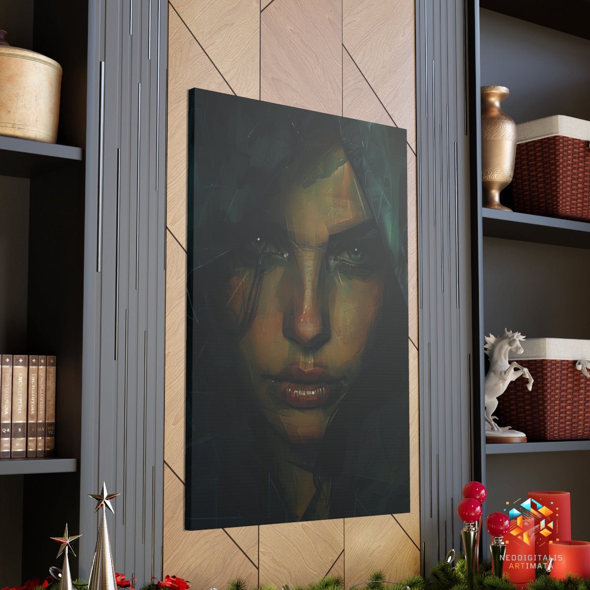 Emerald Edge Enigma - Original Low Poly Style Portrait Wall Art - NeoDIGITALis ARTimata