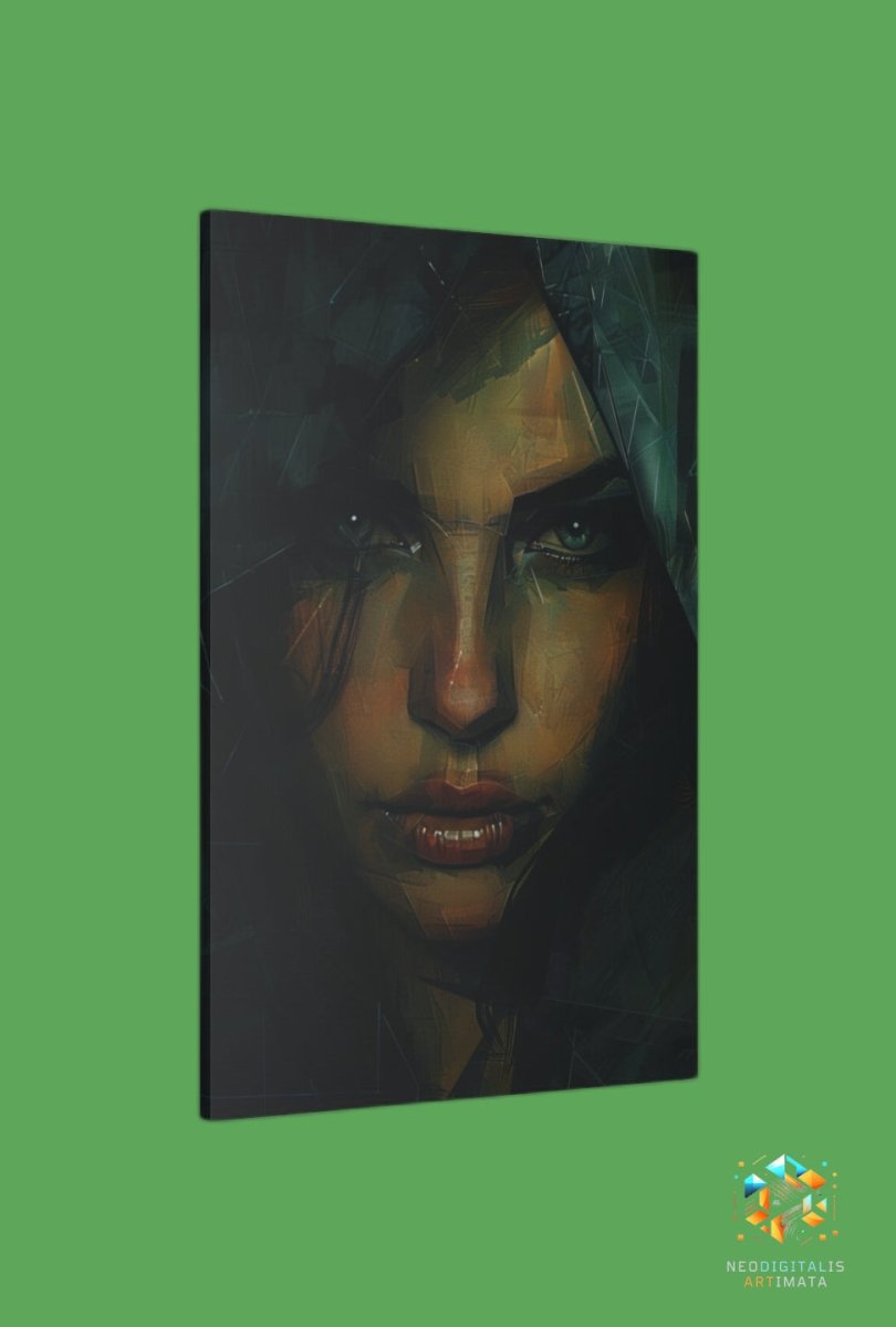 Emerald Edge Enigma - Original Low Poly Style Portrait Wall Art - NeoDIGITALis ARTimata