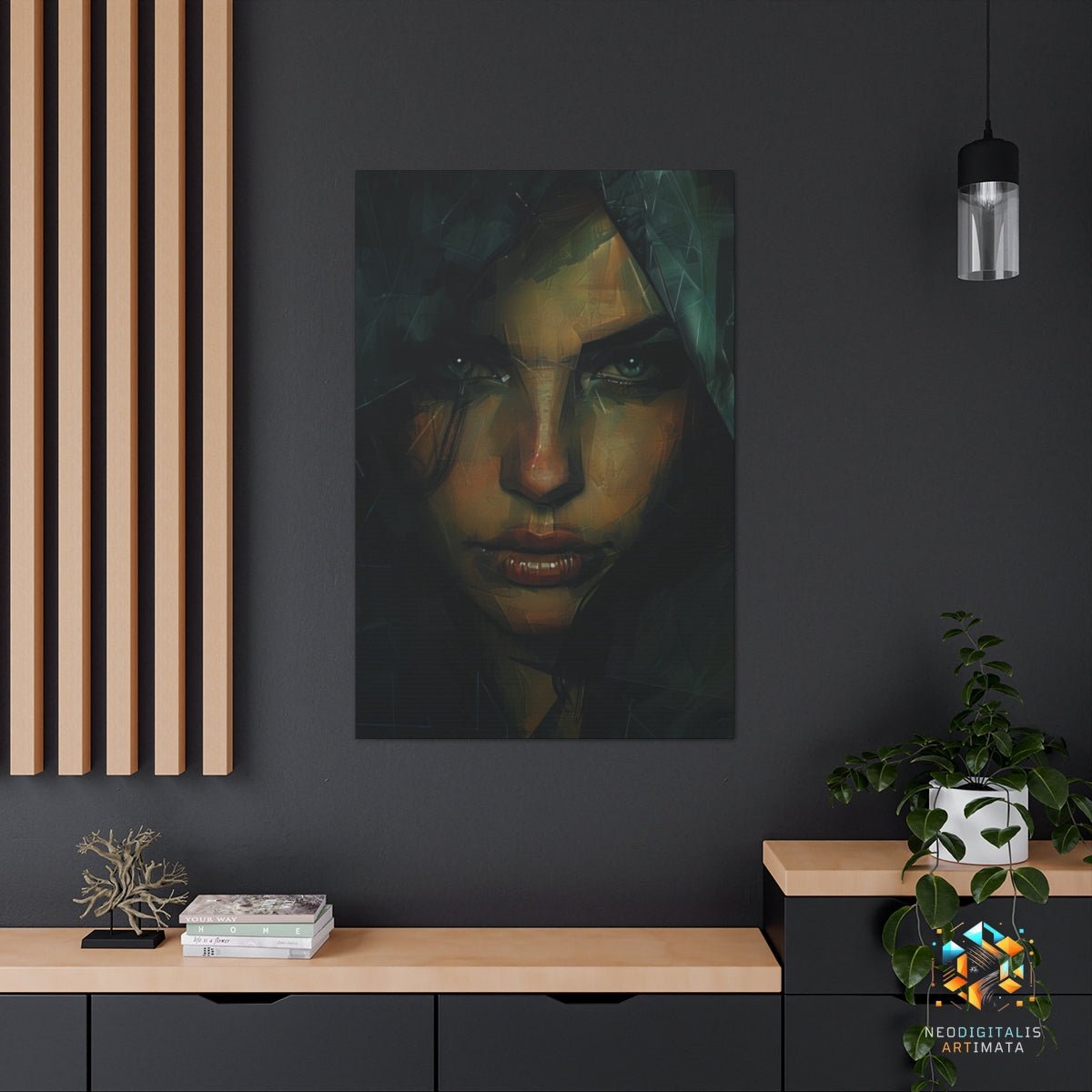 Emerald Edge Enigma - Original Low Poly Style Portrait Wall Art - NeoDIGITALis ARTimata