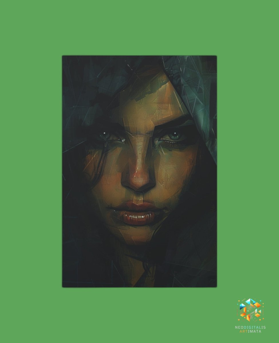 Emerald Edge Enigma - Original Low Poly Style Portrait Wall Art - NeoDIGITALis ARTimata