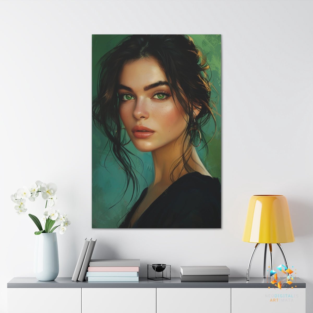 Emerald Enchantment - Original Vexel Style Portrait Wall Art - NeoDIGITALis ARTimata