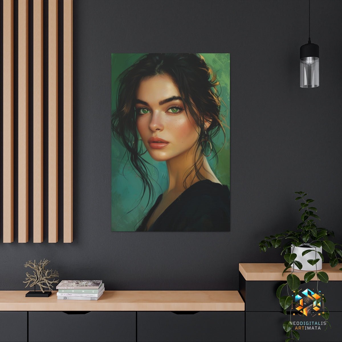 Emerald Enchantment - Original Vexel Style Portrait Wall Art - NeoDIGITALis ARTimata