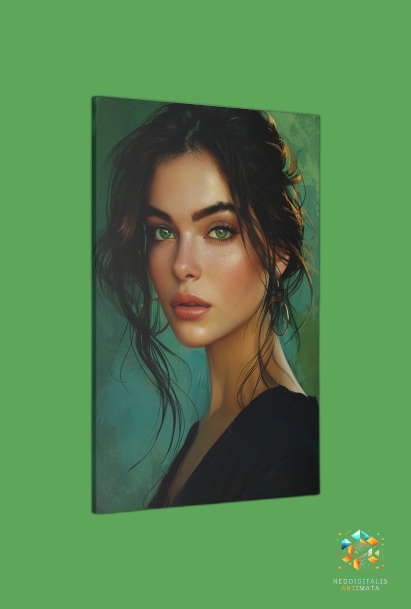 Emerald Enchantment - Original Vexel Style Portrait Wall Art - NeoDIGITALis ARTimata