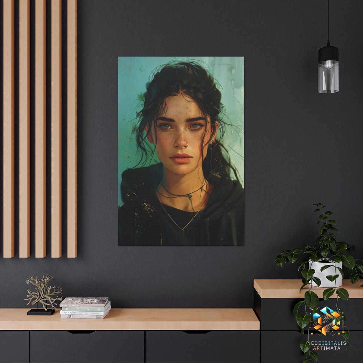 Emerald Gaze Chic - Original Neumorphism Style Portrait Wall Art - NeoDIGITALis ARTimata