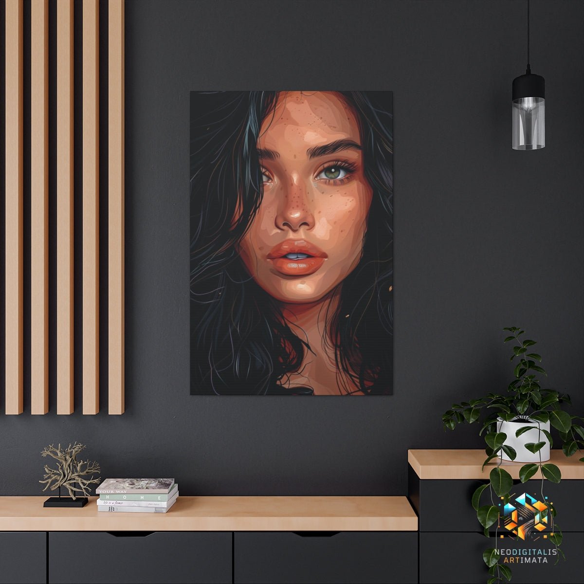 Emerald Glance Flow - Original Vexel Style Portrait Wall Art - NeoDIGITALis ARTimata