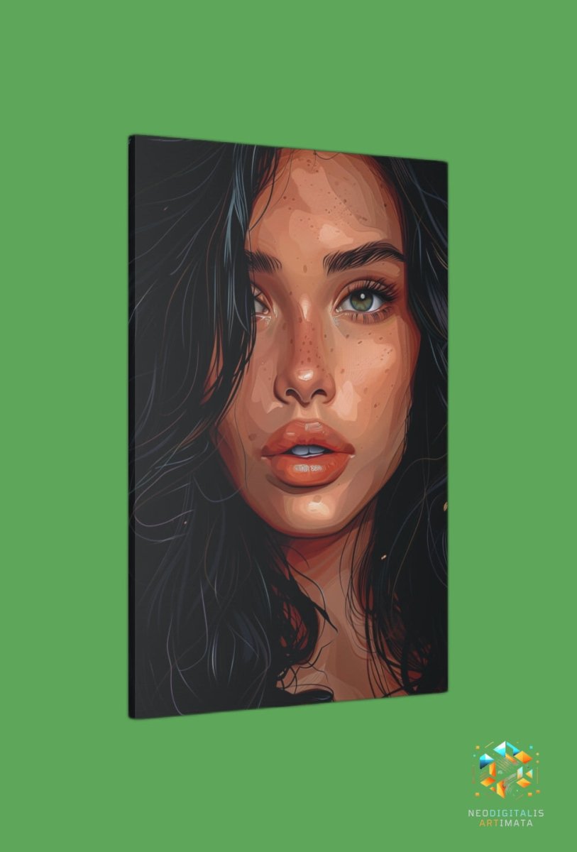 Emerald Glance Flow - Original Vexel Style Portrait Wall Art - NeoDIGITALis ARTimata