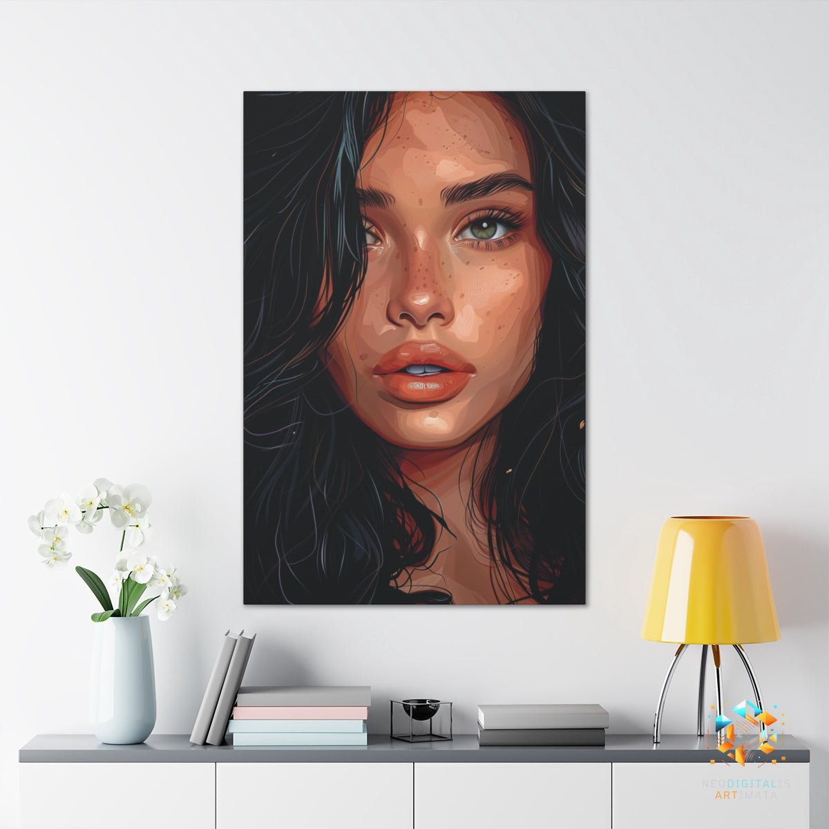 Emerald Glance Flow - Original Vexel Style Portrait Wall Art - NeoDIGITALis ARTimata