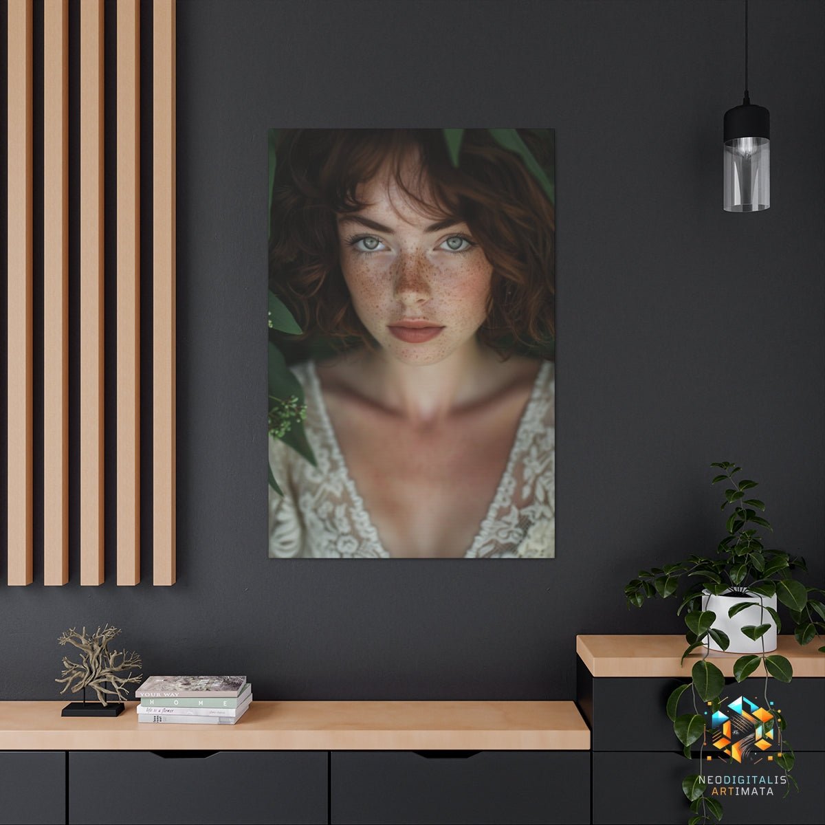 Emerald Glance - Original Meander Style Portrait Wall Art - NeoDIGITALis ARTimata