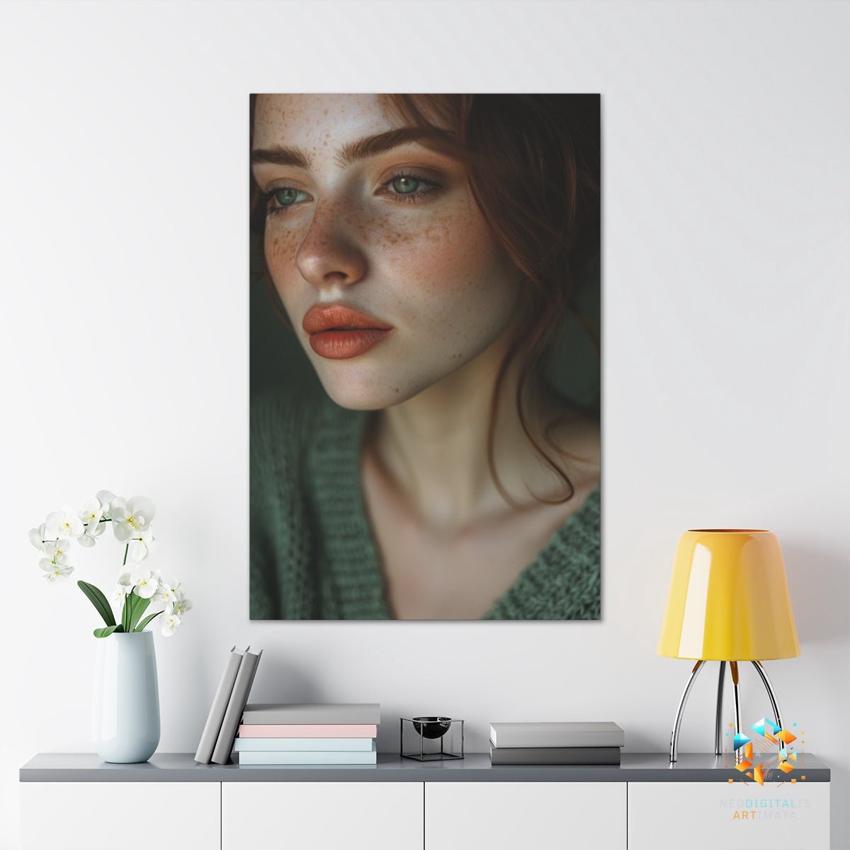 Emerald Glance - Original Vorticism Style Portrait Wall Art - NeoDIGITALis ARTimata