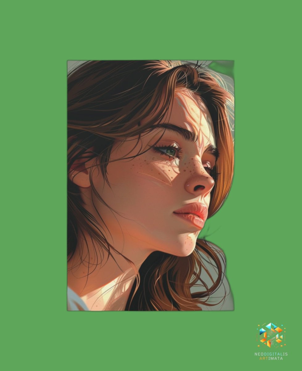 Emerald Glance Shadows - Original Vexel Style Portrait Wall Art - NeoDIGITALis ARTimata