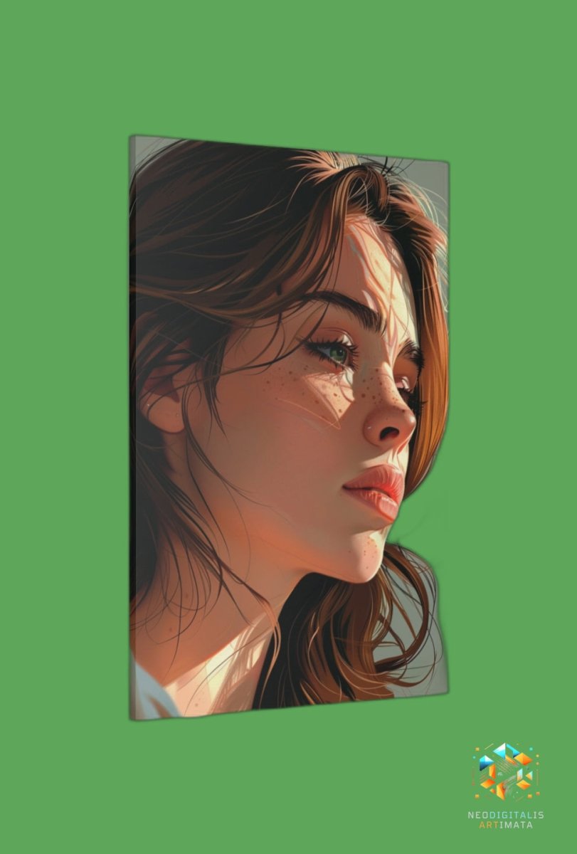 Emerald Glance Shadows - Original Vexel Style Portrait Wall Art - NeoDIGITALis ARTimata