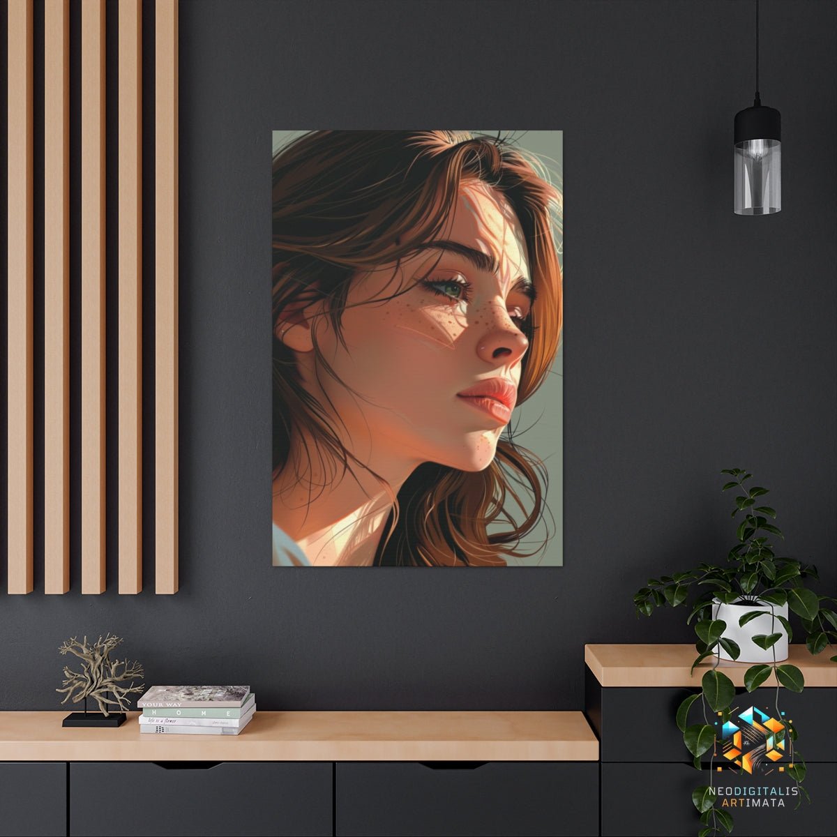 Emerald Glance Shadows - Original Vexel Style Portrait Wall Art - NeoDIGITALis ARTimata