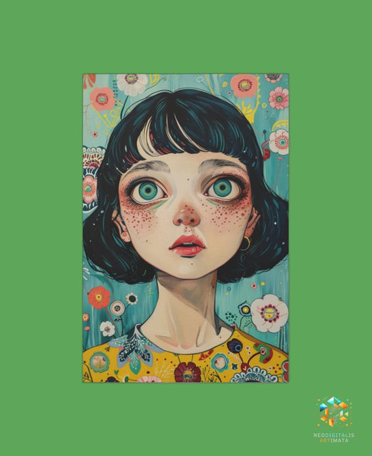 Enchanted Bloom Stare - Original Pop Surrealism Style Portrait Wall Art - NeoDIGITALis ARTimata