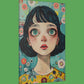 Enchanted Bloom Stare - Original Pop Surrealism Style Portrait Wall Art - NeoDIGITALis ARTimata