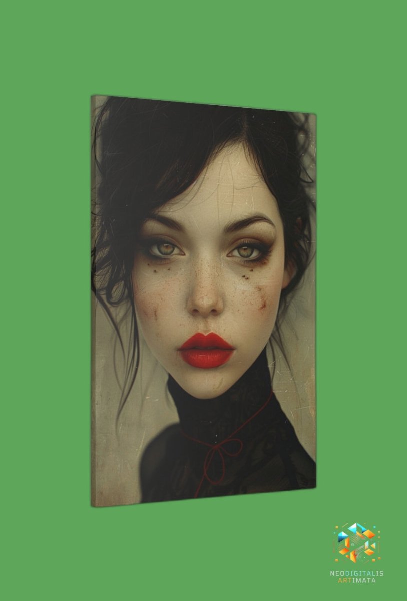 Enigmatic Scarlet Whisper - Original Surrealism Style Portrait Wall Art - NeoDIGITALis ARTimata