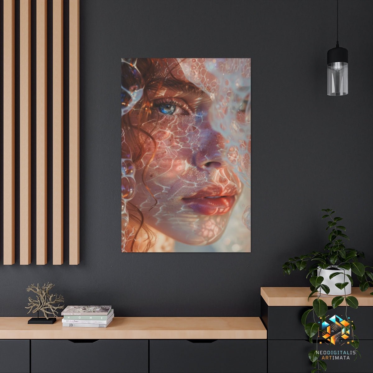 Ethereal Veil Glimpse - Original Bubble Wrap Style Portrait Wall Art - NeoDIGITALis ARTimata