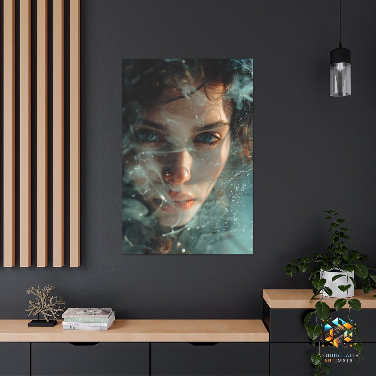 Ethereal Water Gaze - Original Vorticism Style Portrait Wall Art - NeoDIGITALis ARTimata