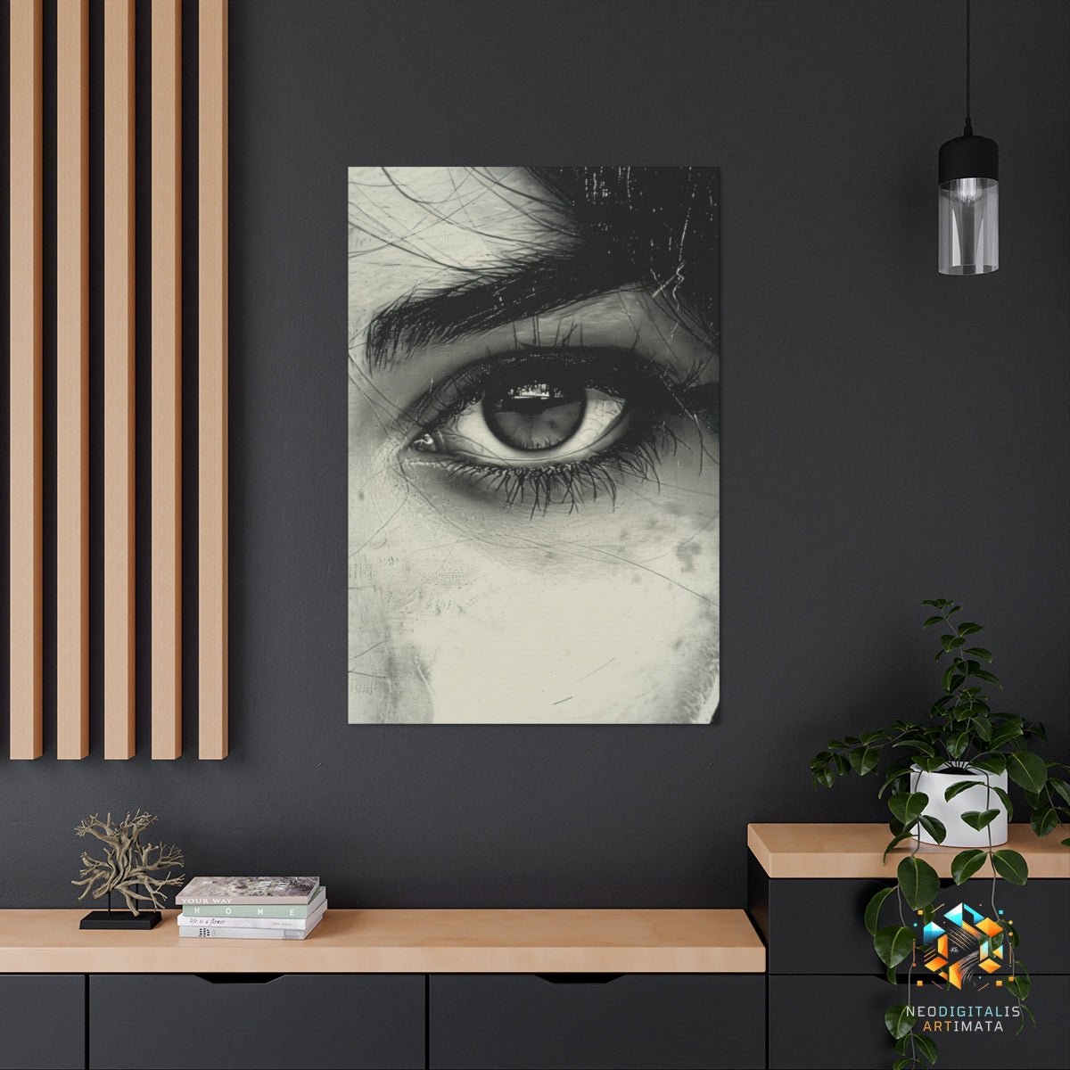 Eye of Intrigue - Original Etching Style Portrait Wall Art - NeoDIGITALis ARTimata