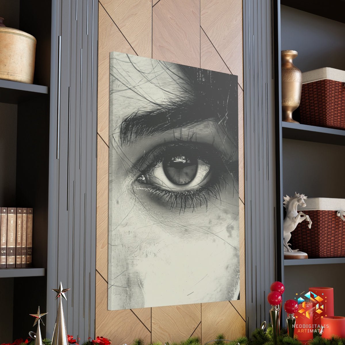 Eye of Intrigue - Original Etching Style Portrait Wall Art - NeoDIGITALis ARTimata