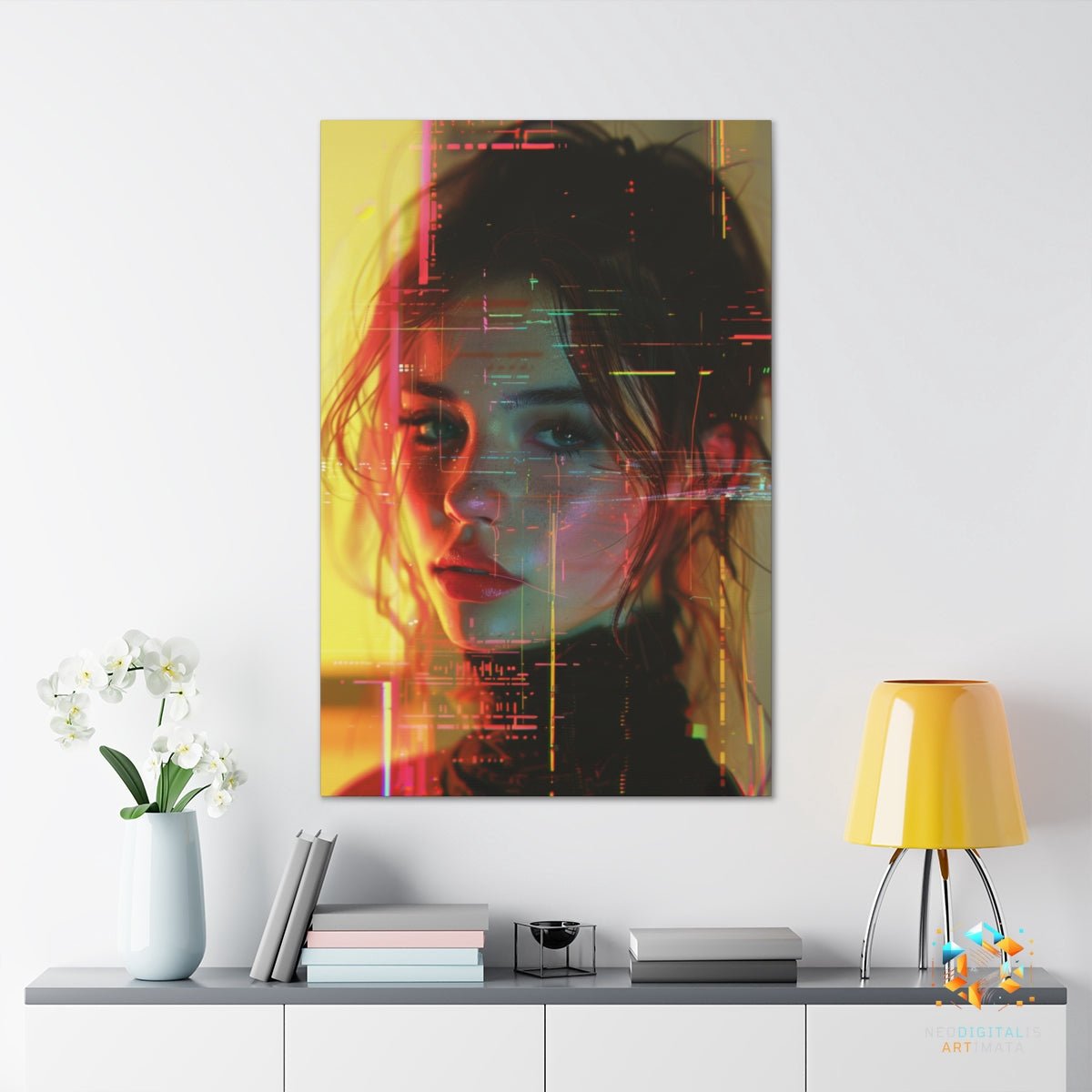 Fiery Geometric Glance - Original Low Poly Style Portrait Wall Art - NeoDIGITALis ARTimata