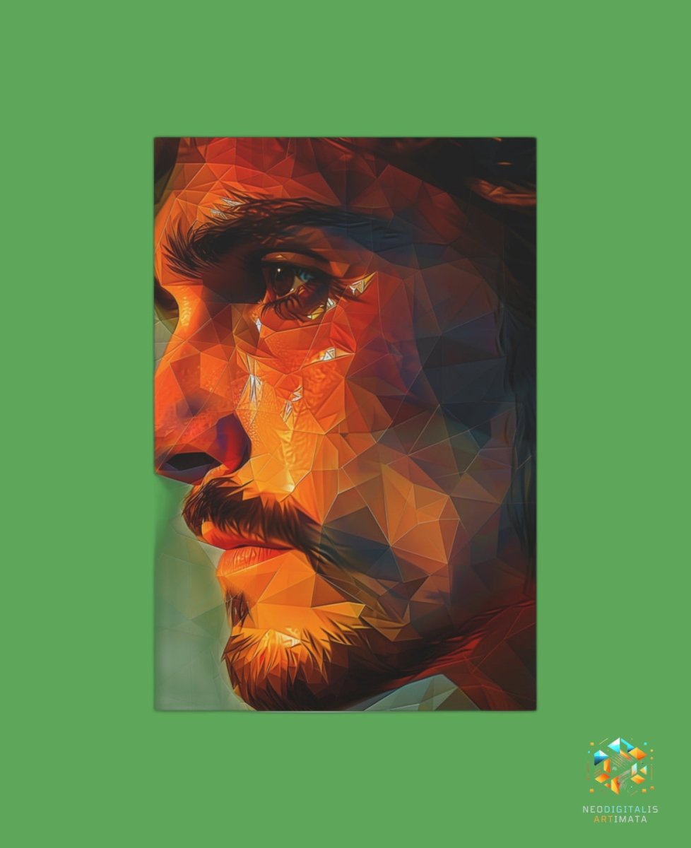 Fiery Geometric Glance - Original Low Poly Style Portrait Wall Art - NeoDIGITALis ARTimata