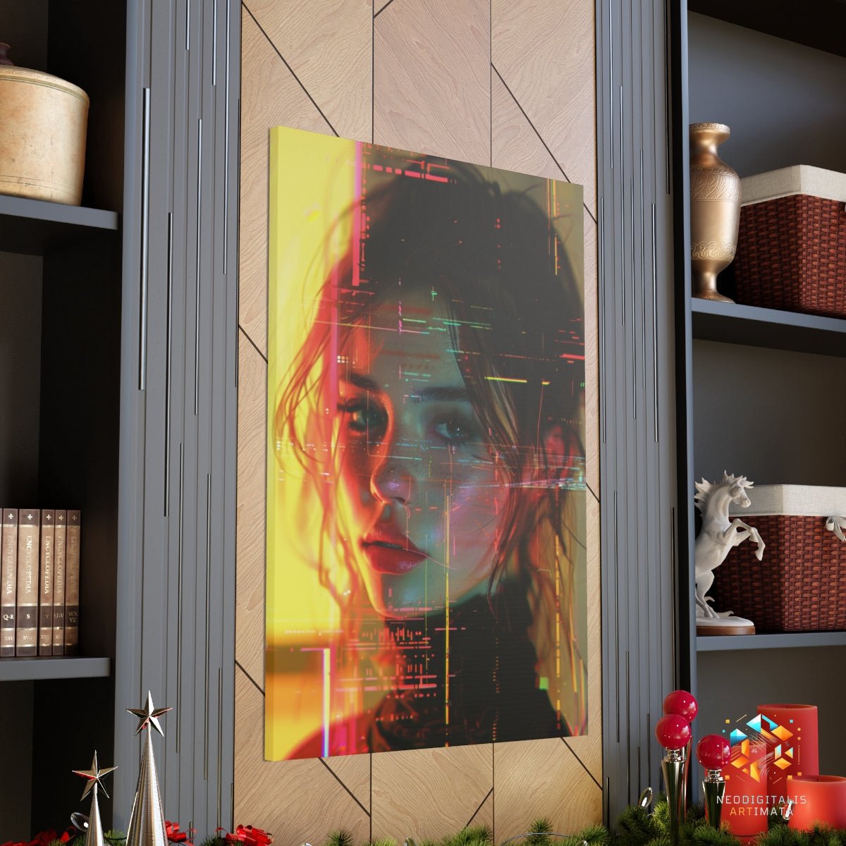 Fiery Geometric Glance - Original Low Poly Style Portrait Wall Art - NeoDIGITALis ARTimata