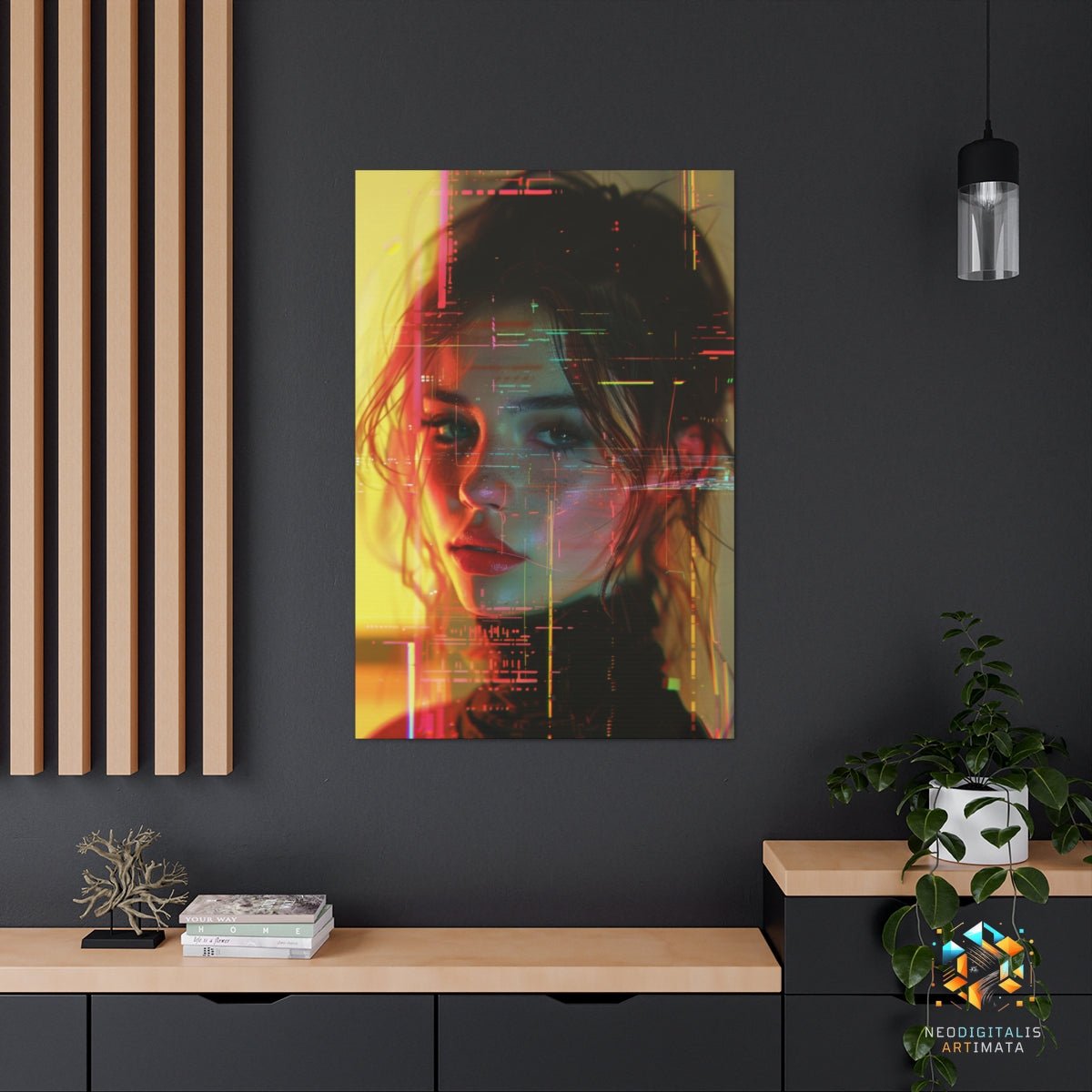 Fiery Geometric Glance - Original Low Poly Style Portrait Wall Art - NeoDIGITALis ARTimata