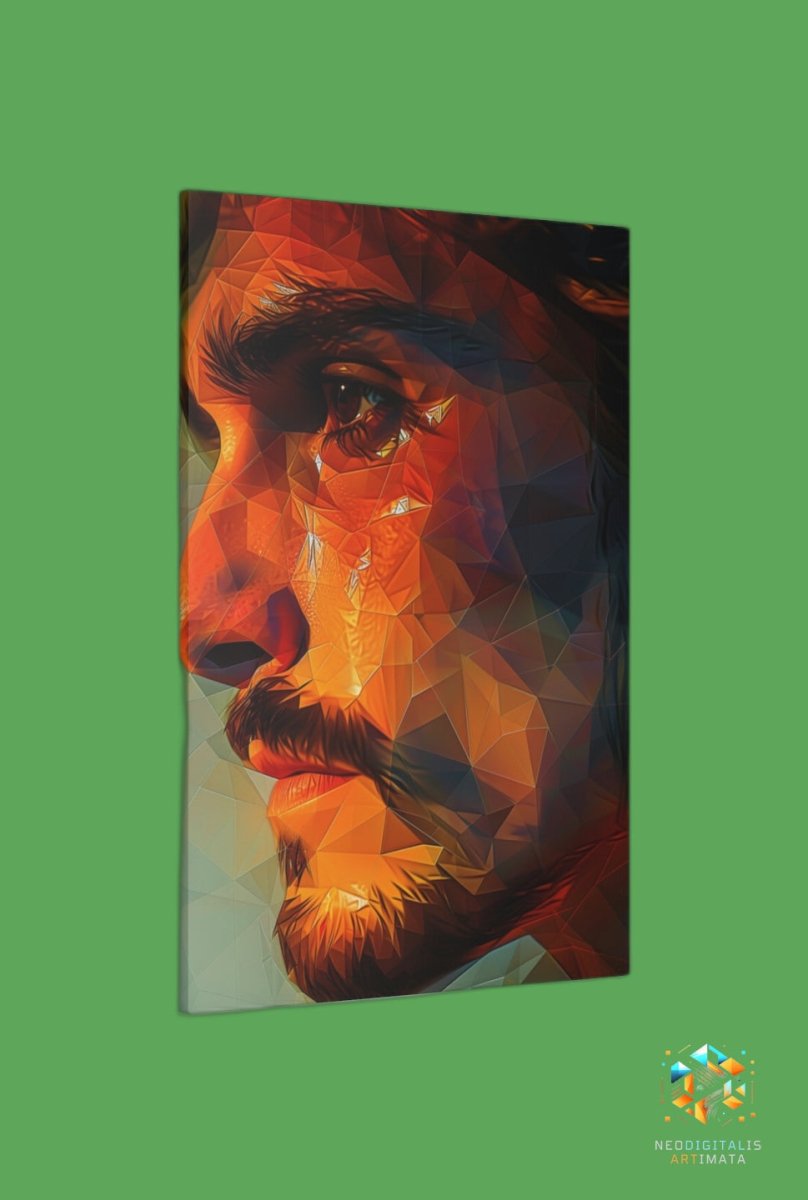 Fiery Geometric Glance - Original Low Poly Style Portrait Wall Art - NeoDIGITALis ARTimata