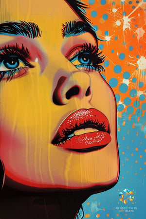 Fiery Glam Gaze - Original Pop Style Portrait Wall Art