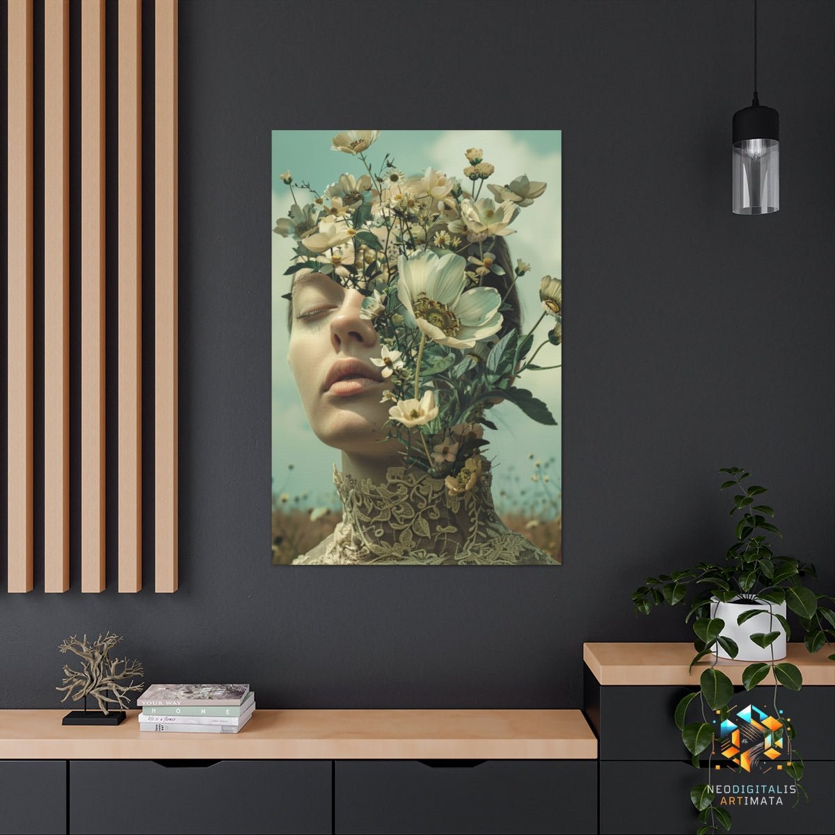 Floral Dreamscape Essence - Original Surrealism Style Portrait Wall Art - NeoDIGITALis ARTimata