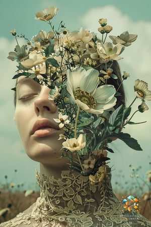 Floral Dreamscape Essence - Original Surrealism Style Portrait Wall Art