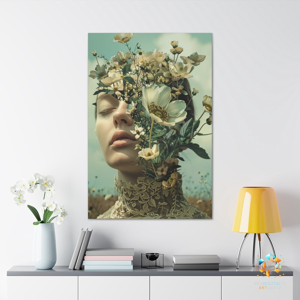 Floral Dreamscape Essence - Original Surrealism Style Portrait Wall Art - NeoDIGITALis ARTimata