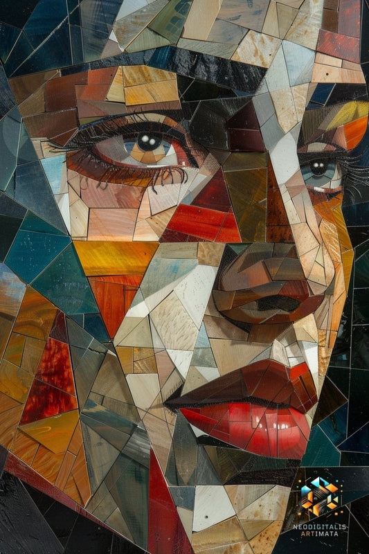 Fragmented Expressions - Original Cubism Style Portrait Wall Art - NeoDIGITALis ARTimata