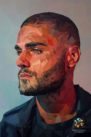 Geometric Gaze - Original Low Poly Style Portrait Wall Art