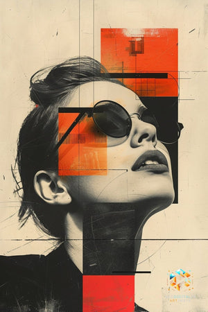 Geometric Glamour Portrait - Original Bauhaus Style Portrait Wall Art