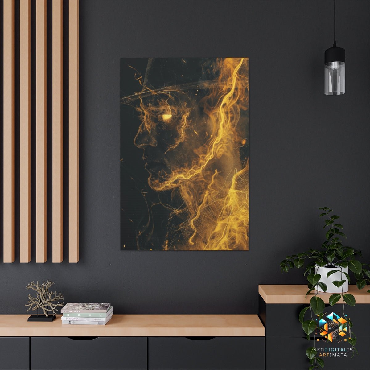 Golden Aura Profile - Original Rembrandt-lightning Style Portrait Wall Art - NeoDIGITALis ARTimata