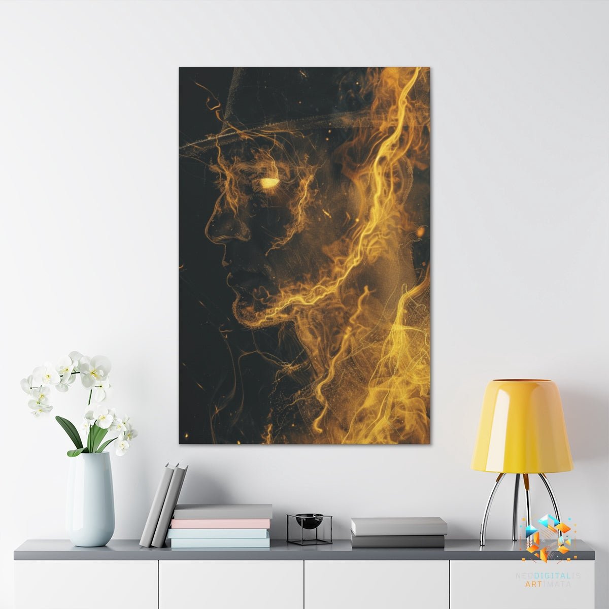 Golden Aura Profile - Original Rembrandt-lightning Style Portrait Wall Art - NeoDIGITALis ARTimata