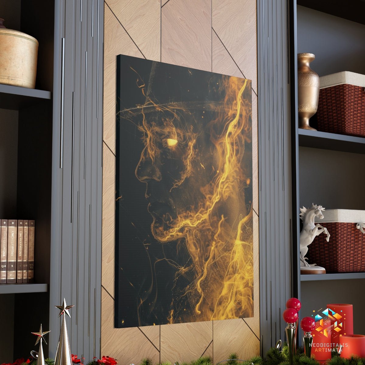 Golden Aura Profile - Original Rembrandt-lightning Style Portrait Wall Art - NeoDIGITALis ARTimata