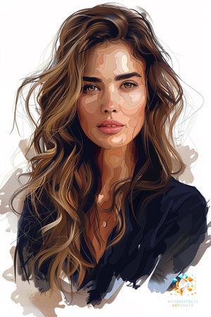 Golden Gaze Artistry - Original Vector Style Portrait Wall Art